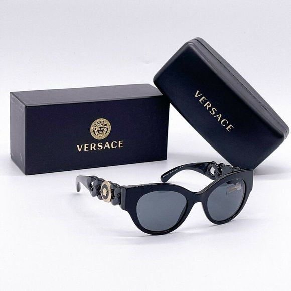 New Versace Black Acetate 52mm Sunglasses With Box main image 9
